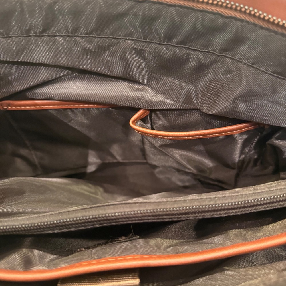 Mosiso Brown Vegan Leather Laptop Tote Bag Work Travel Briefcase Crossbody Strap - Picture 6 of 7